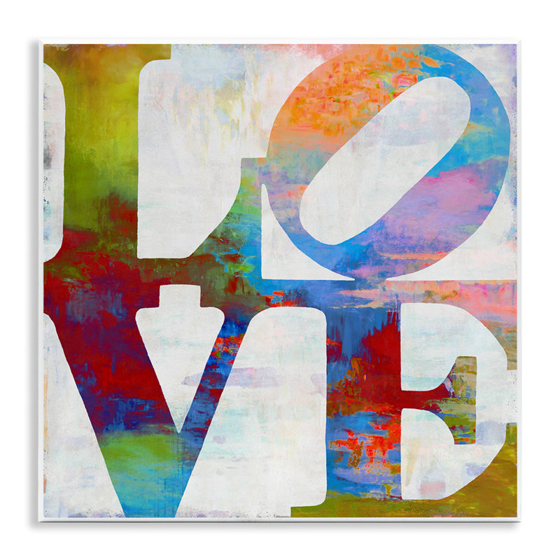 Love Painted Textured Rainbow Typography' Graphic Art Print