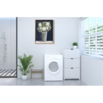 Punched Tin White Floral' by Cindy Jacobs, White & Blue Floral Fine Art Gallery Canvas Print - Image 4