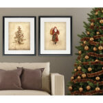 Santa and Tree' 2 Piece Framed Acrylic Painting Print Set - Image 4