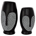 2 Piece Cubist African Mask Sculptural Vase Set - Image 5