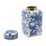 5.5x5.5x10.5" Blue and White Porcelain Lidded Jar - Image 2
