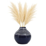 5" Striped Round Stoneware Ceramic Decorative Vase for Home & Office Decor - Image 2