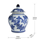 5'' Porcelain Ginger Jar with Blue and White Floral Design, Traditional Lidded Jar for Tabletop, Mantel, Storage, or Centerpiece Display - Image 6