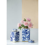 6.5x6.5x12.5" Blue and White Porcelain Lidded Jar - Image 8