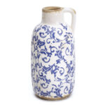 9.6 Inch Rustic Blue And White Ceramic Vase - Image 5