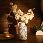 9.6 Inch Rustic Blue And White Ceramic Vase - Image 6