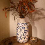 9.6 Inch Rustic Blue And White Ceramic Vase - Image 8