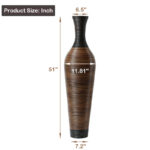 Aaban 51" Tall Floor Vase, Handwoven PVC Rattan, Two-Tone Brown & Black, Large Decorative Vase - Image 5