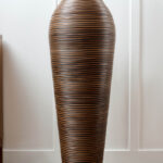 Aaban 51" Tall Floor Vase, Handwoven PVC Rattan, Two-Tone Brown & Black, Large Decorative Vase - Image 8