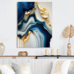 Abstract Geode Gold And Blue Marble II - Abstract Marble Wall Art for Living Room