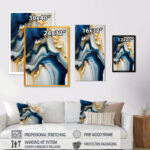 Abstract Geode Gold And Blue Marble II - Abstract Marble Wall Art for Living Room - Image 4