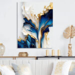 Abstract Geode Gold And Blue Marble Shape III - Abstract Marble Canvas Prints