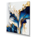 Abstract Geode Gold And Blue Marble Shape III - Abstract Marble Canvas Prints - Image 2