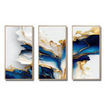 Abstract Geode Gold And Blue Marble Shape III - modern 3 Piece Print on Canvas - Image 2