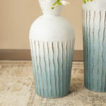Abstract Ombre Aqua Metal Vases (Set of 2) - Image 7
