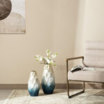 Abstract Ombre Blue And Gold Metal Vase Floor Vase (Set of 2) - Image 2