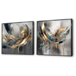 Abstract Shapes And Infinity Lines I - Abstract Shapes Wall Art Living Room Set Of 2 - Image 4