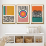 Abstract Vibrant Color Blocks " Mid-Century Multicolor Color Block Shape Abstract Geometric " 3 - Pieces - Image 3
