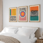 Abstract Vibrant Color Blocks " Mid-Century Multicolor Color Block Shape Abstract Geometric " 3 - Pieces - Image 5
