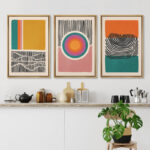 Abstract Vibrant Color Blocks " Mid-Century Multicolor Color Block Shape Abstract Geometric " 3 - Pieces - Image 6