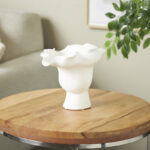 Aceves Floral Inspired Abstract Vase With Linear Grooves - Image 2