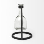 Alan 8" Clear and Black Glass and Metal Abstract Cylinder Table Vase - Image 5