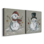Aleman Linen Snowman I - 2 Piece Wrapped Canvas Print Set - Image 5
