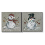 Aleman Linen Snowman I - 2 Piece Wrapped Canvas Print Set - Image 6