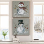 Aleman Linen Snowman I - 2 Piece Wrapped Canvas Print Set - Image 2