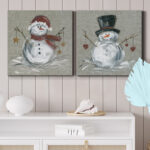 Aleman Linen Snowman I - 2 Piece Wrapped Canvas Print Set - Image 3