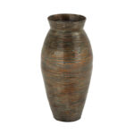 Alexander Bamboo Wood Textured Brown Decorative Vase with Lacquer - Image 2