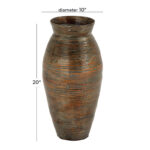 Alexander Bamboo Wood Textured Brown Decorative Vase with Lacquer - Image 4