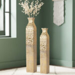 Amrith Tall Vases, Weathered Set of Rustic Floor Vases, 42" 35" Large Pots