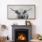 Animals "Portrait Of A Highland Cow Black And White Modern Art Extra Large Framed Wall Pictures - Image 4