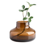 Aquista 4" Hand Blown Art Glass Amber Table Vase