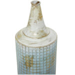 Armeta Metal Distressed Tall Geometric Decorative Vase with Grid Pattern and Gold Accents - Image 3