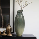 Artistic Swirl Ceramic Flower Vase for Home Decor â€“ Versatile Tall Vase Ideal for Shelf Accent, Dining Room Table, and Living Room Decor â€“ Green