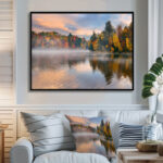 Autumn Foliage by the Lakeside - Photograph Print on Canvas