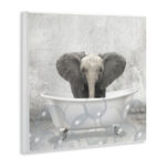 Baby Elephant Bath Time Cute Animal - Graphic Art Print - Image 2