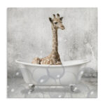 Baby Giraffe Bath Time Cute Animal - Graphic Art Print