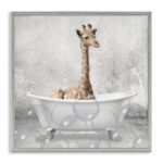 Baby Giraffe Bath Time Cute Animal - Graphic Art Print