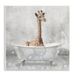 Baby Giraffe Bath Time Cute Animal - Graphic Art Print