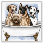 Bath and Laundry Big Pups in The Tub Graphic Art on Canvas - Image 4