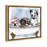 Bath and Laundry Glam Bathtub Puppies, Modern and Canvas Wall Art Print for Bath - Image 2