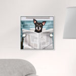 Bath and Laundry Occupied Bathroom Chihuahua, Modern and Canvas Wall Art Print for Bath - Image 6