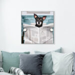 Bath and Laundry Occupied Bathroom Chihuahua, Modern and Canvas Wall Art Print for Bath - Image 8