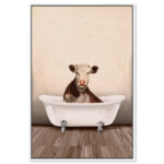 Bath and Laundry Rustic Cow Bathroom, Cabin/Lodge and Canvas Wall Art Print for Bath - Image 2
