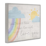 Billiot How Much I Love You Rainbow Clouds and Sun on Planks Kids Wall Décor - Image 2