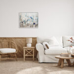 Birds Floral Meadow Blue White Blossoms by Nan - Painting - Image 4