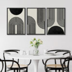 Black Mid-Century Modern Contemporary Pictures Boho Home Decor - Framed Canvas Print Wall Art Work - Image 5